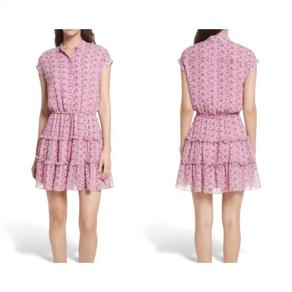 Rebecca Minkoff Ollie Pink Tiered Floral Dress size S